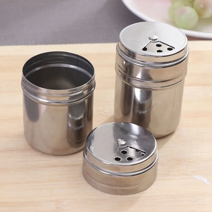 Multi-purpose Stainless Steel Seasoning Jar Salt Sugar Bottle Rotating Cover Kitchen Gadgets Spice Pepper Shaker Spice Jar