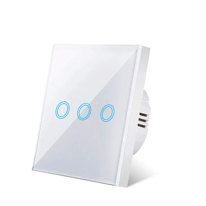 EU Touch Switch AC100 240V Tempered Black White Crystal Glass Panel Power Wall Light Sensor Switches