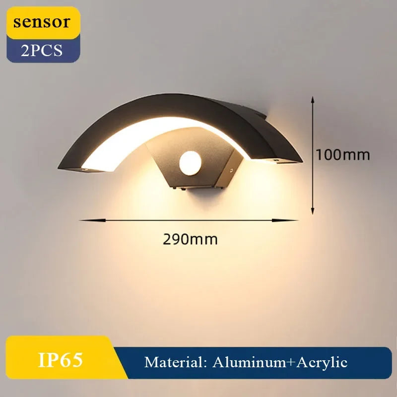 Semicircular Wall Lamp IP65 Waterproof Outdoor Wall Light with Sensor Garden Lights Street Corridor Stairs  Garden Porch