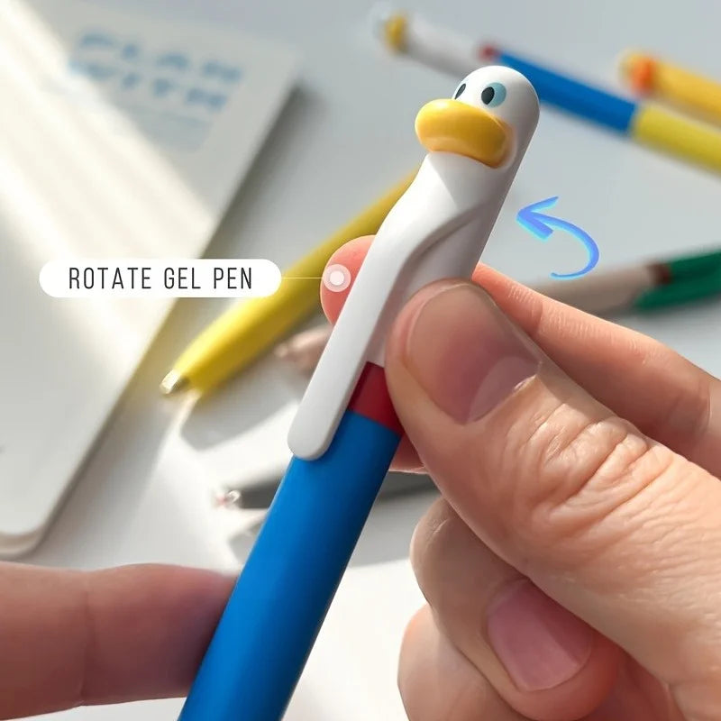 4pcs Writing Pen, Cute and Funny Styling Pen Creative Rotating Gel Pen Chicken Pressing Gel Pen 0.5mm Black Office Supplies