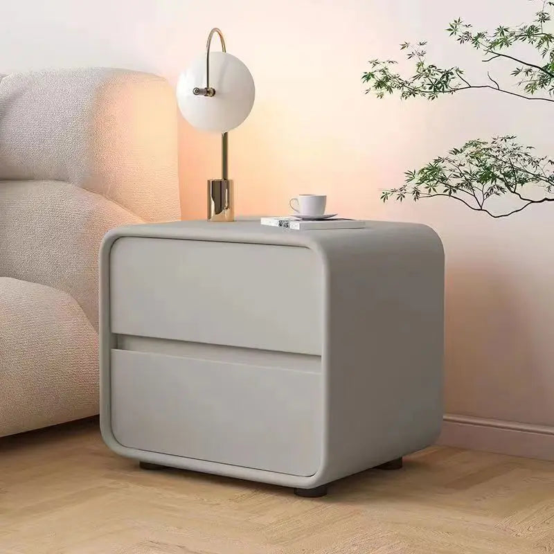 Simple modern bedside table cream style solid wood storage ultra-narrow new 2-layer light luxury bedroom storage bedside home