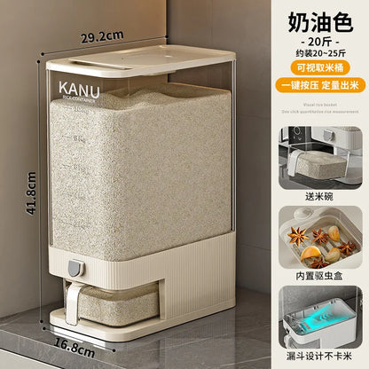 High-end pressing rice bucket, insect-proof and moisture-proof sealing, household food-grade rice box, flour storage container