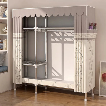 Portable Fabric Wardrobe Clothes Closet Bedroom Dorm Rental Room Small Folding Storage Cabinet Easy Assembly Durable Organizer