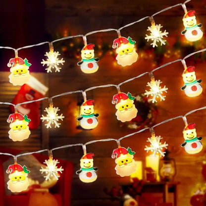 Christmas Lights String Santa Claus Snowman Battery-operated Garland LED Christmas Decorative Light Party New Year's Decor