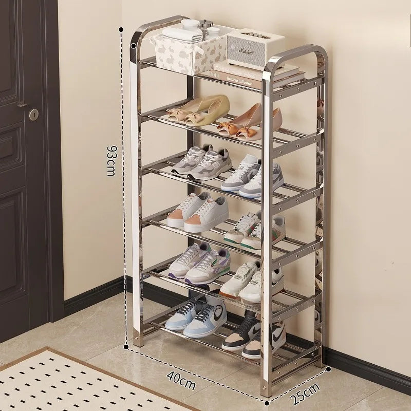 Thickened stainless steel shoe rack, family corridor, student dormitory, rental room, shoe cabinet