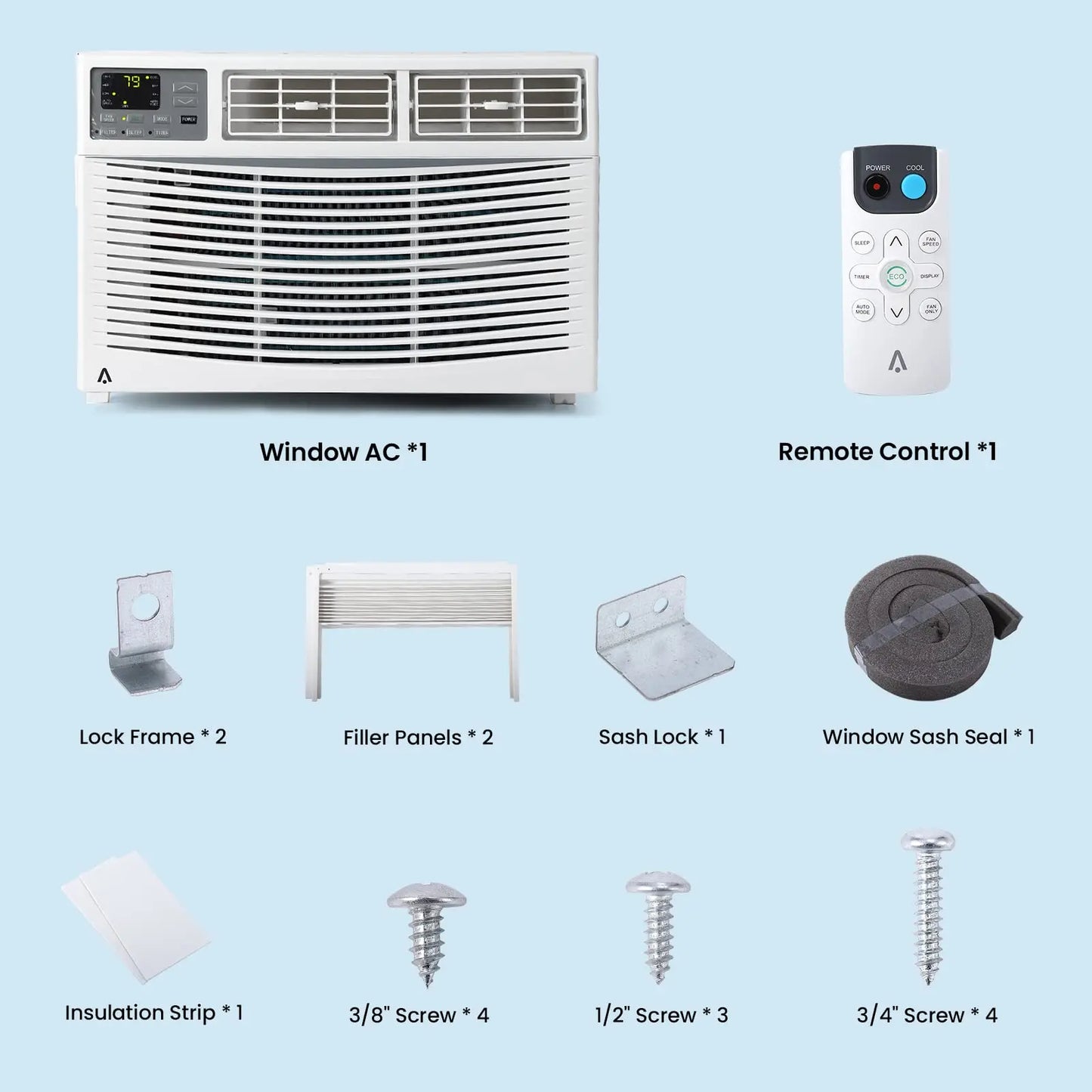 8000 BTU Smart Window Air Conditioner WiFi App Control Quiet Room AC Unit Cools 350 Sq.Ft With 24H Timer For Bedroom