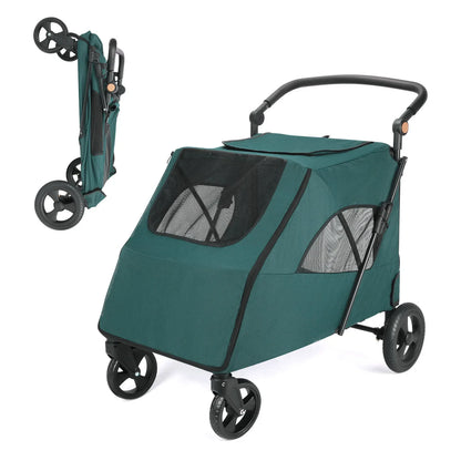 Pet Stroller for Large Dogs,Up to 66lbs Pet Pram Adjustable Handle, Folding Dog Buggy, XXL Storage Double Pet Pram for Cats