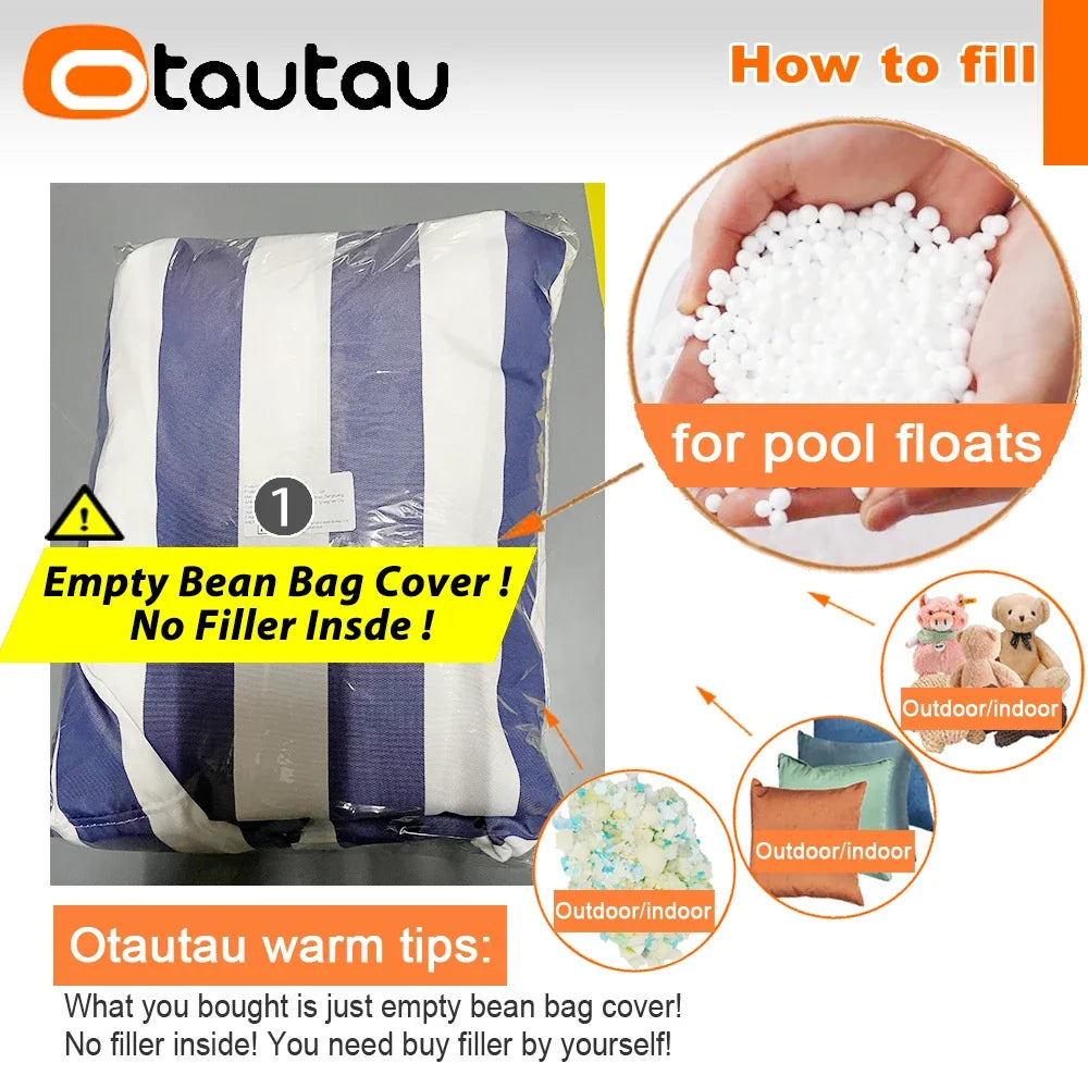 OTAUTAU Outdoor Dual-use Mini Back Rest Bean Bag Cover Beach Pillowsac DD209【No Filler Inside!You Need To Fill It By Yourself !】