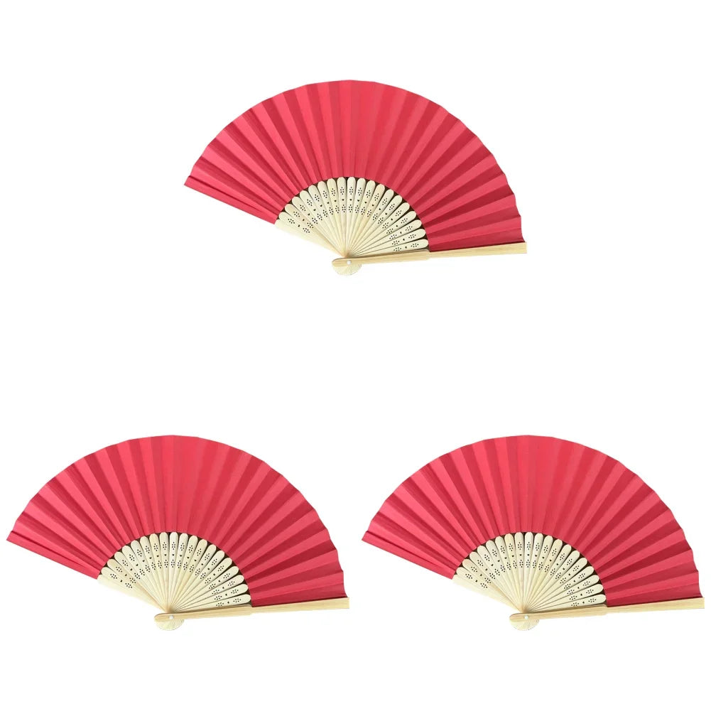Hand Fan Bamboo Paper Fan Pocket Folding Fan Solid Color Guest Fans DIY Guest Gift for Wedding Birthday Summer Party