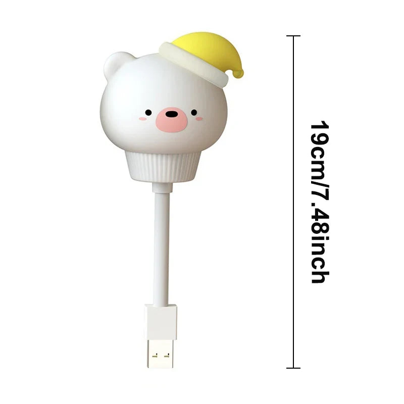 USB Night Light LED Voice Control Cute Cartoon Night Lamp Bear Kitten Remote Control for Baby Kid Bedroom Decor Bedside Lamp