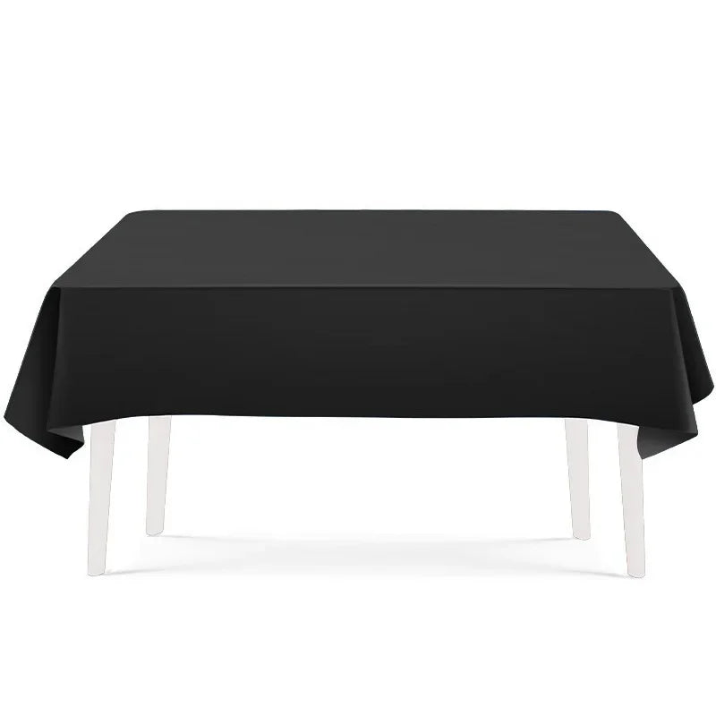Disposable Tableware Solid Black Theme Birthday Party Paper Napkins Cups Plates Tablecloths Knife Fork Spoon Party Decorations