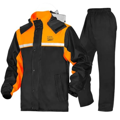 Rain Suit for Men Motorcycle Rain Gear Waterproof Protective Rain Coat with Pants 2 Pieces Rainsuit Breathable Outdoor Fashion