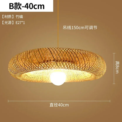 Big Size Hand Knitted Braided Home Living Bed Room Decor Rattan Wicker Bamboo Pendant Light Ceiling Chandelier Hanging Lamp