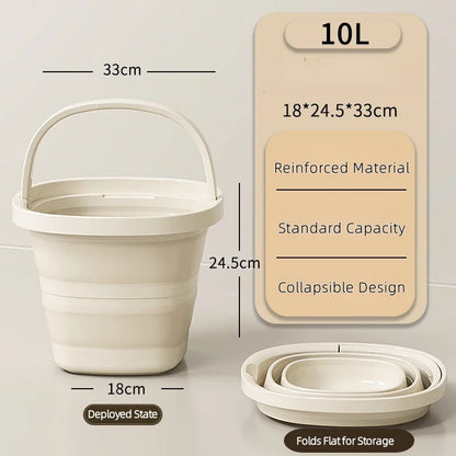 10L Collapsible Water Bucket with Handle Portable Foldable Pail for Fishing, Camping Travel, Easy Storage for Outdoor Daily Use