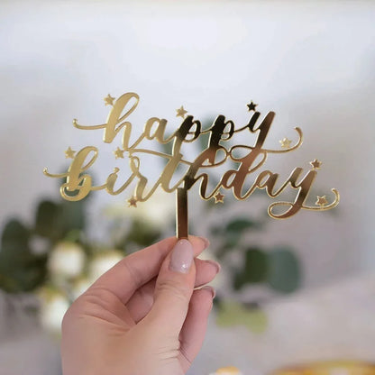 New 18, 30, 40 and 50 Years Old Happy Birthday Cake Topper Gold Acrylic Birthday  Party Cake Toppers Decorations Baking Supplies