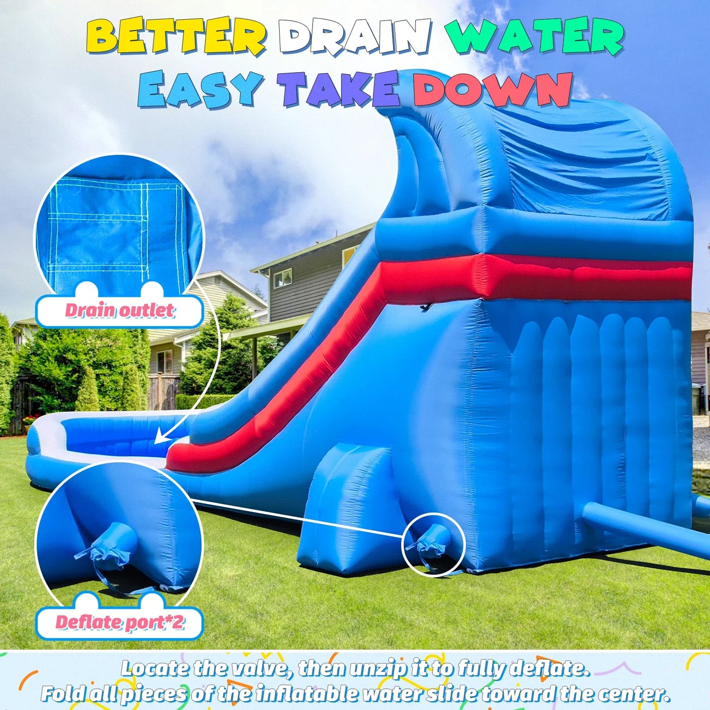 Water Slide Grade Inflatable Water Slide Outdoor Indoor, Birthday Party Inflatable Grade Water Slide Swimming Pool,  Slide Park