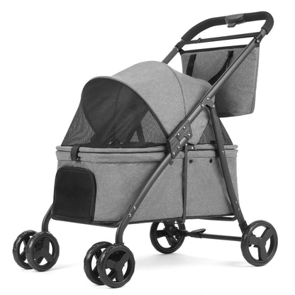 Foldable Dog Stroller Portable Dog Buggy 4 Wheel Pet Stroller Pushchair Travel Carriage Stroller Cart with Fashion  bag
