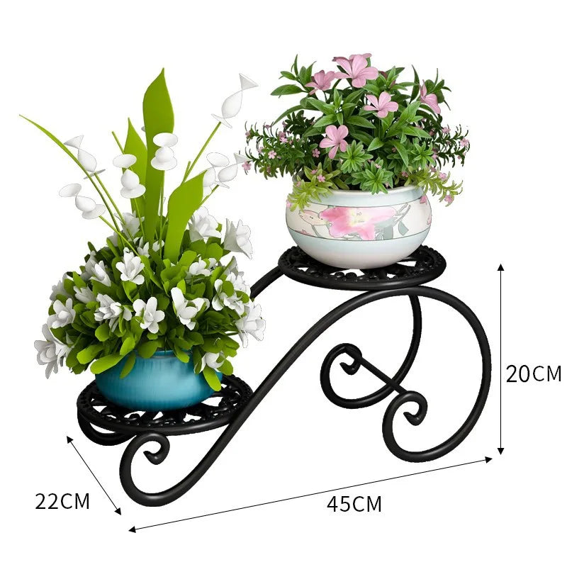 Two Tier Iron Plant Stand Floor Balcony Plant Rack Indoor Living Room Minimalist Flower Pot Shelf Hanging Plants Plant Rack