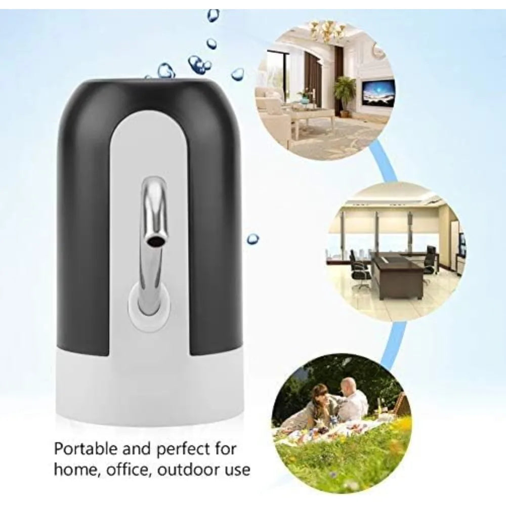 USB Rechargeable Electric Water Bottle Pump - Portable LED Light Drinking Water Dispenser for Home & Office, White & Black
