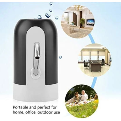 USB Rechargeable Electric Water Bottle Pump - Portable LED Light Drinking Water Dispenser for Home & Office, White & Black
