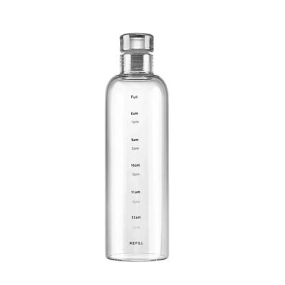 300-1000ml High Borosilicate Glass Water Bottle Portable Sports Leak Proof Water Cup with Time Marker Transparent Water Cup