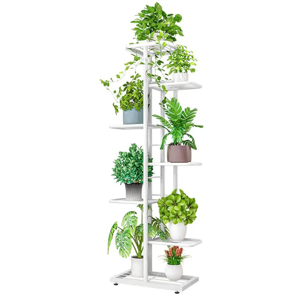 7-Tier Metal Plant Stand Indoor Outdoor Flower Shelf Multi-Layer Display Rack, Space-Saving Organizer for Living Room Balcony