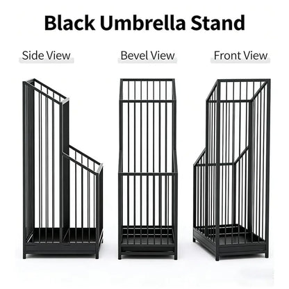 Umbrella Stand with Drip Tray Black Indoor Umbrella Holder for Entryway Hotel and Office Entrance Minimalist Modern Home Decor