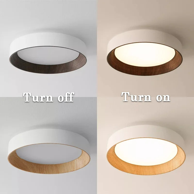Nordic Creative Wood Grain Ceiling Lamp Minimalist Round LED Chandelier Living Room Balcony Bedroom Hotel Decor lighting Fixture