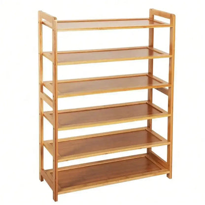 6 Tier Shoe Rack Entryway Shoe Shelf Holder Storage Organizer  Natural  Color