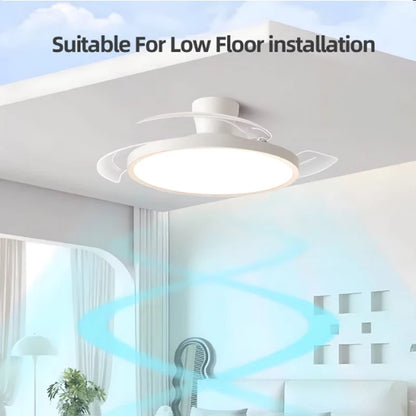 Modern Invisible LED Ceiling Fan with Light Large Air Volume 3 folding blades for Bedroom Dining room Electric fan AC220V