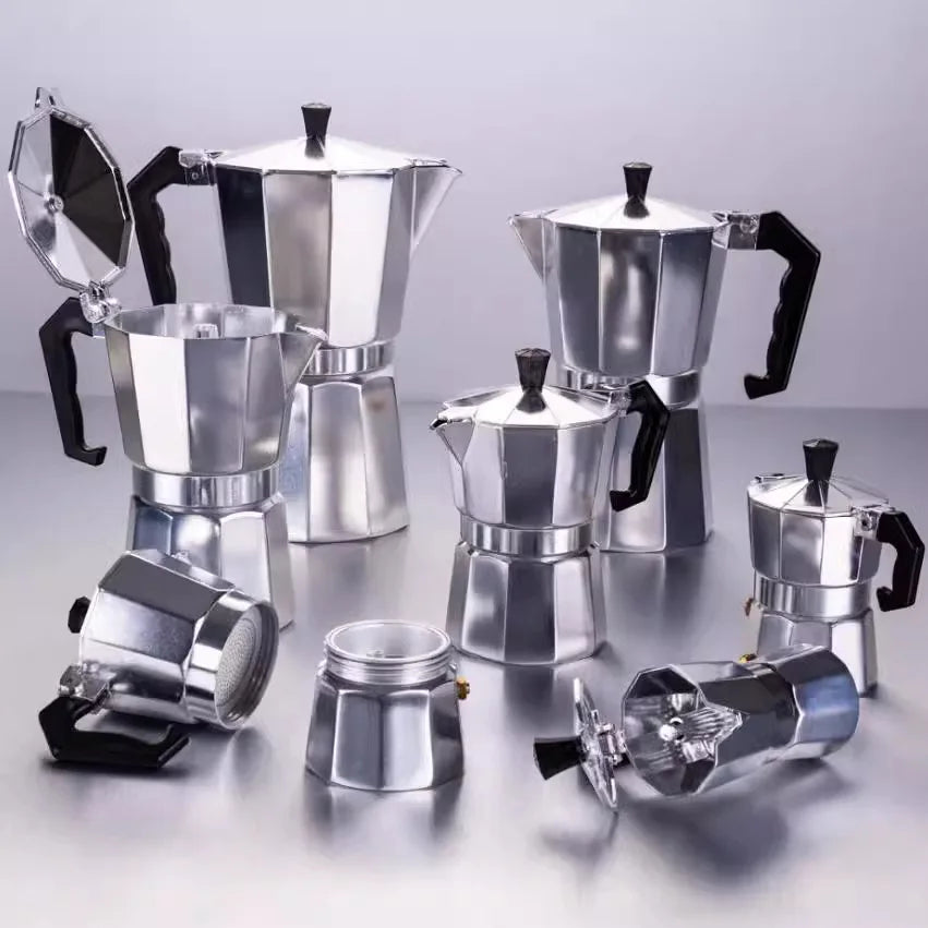 New 50ml-600ml Moka Pot Aluminum Household Electric Burner Stove Top Espresso Percolator Coffee Maker Coffee Extraction Pot