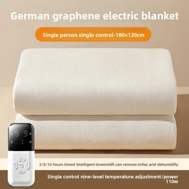 Graphene Electric Heated Blanket Dual Control Single Double Washable Home Dorm Energy Saving Fast Heating Auto Shutoff Cobertor