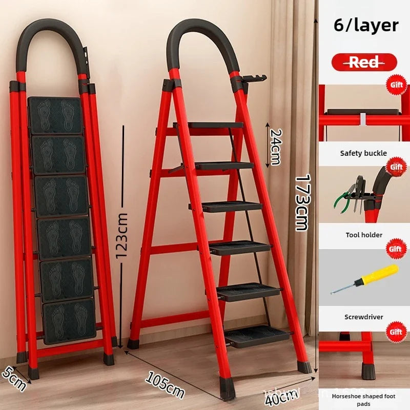 Ladder, zigzag ladder, folding ladder, three four five six step ladder, thickened carbon steel engineering ladder