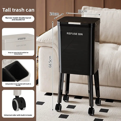 Large Capacity Kitchen Trash Can Lid Automatic Touchless Step Pedal Tall Rolling Wheels No Bend Home Household Bolsas Basura