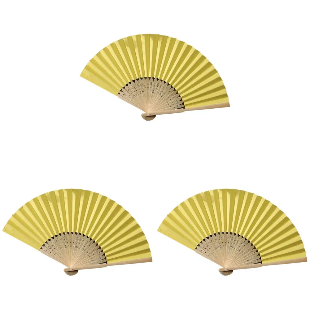 Hand Fan Bamboo Paper Fan Pocket Folding Fan Solid Color Guest Fans DIY Guest Gift for Wedding Birthday Summer Party