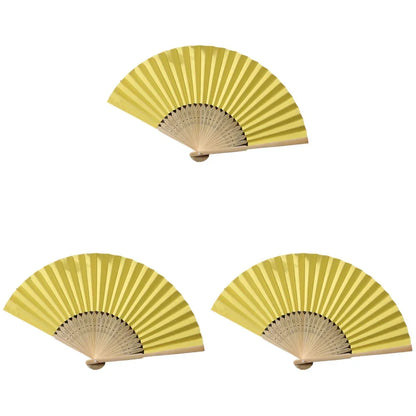 Hand Fan Bamboo Paper Fan Pocket Folding Fan Solid Color Guest Fans DIY Guest Gift for Wedding Birthday Summer Party