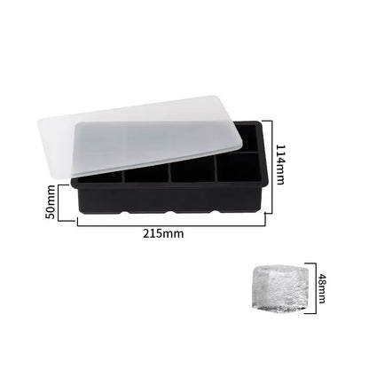 Large Ice Cube Tray Silicone Ice Cubes Mold Easy Release Whiskey Ice Tray With Lid Stackable Square Ice Mold For Cocktails Juice