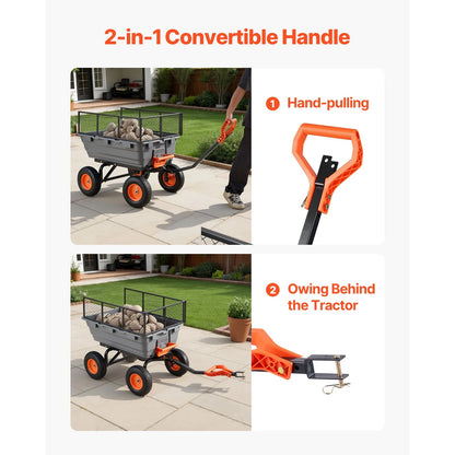 Uimoso Garden Dump Cart 1200lbs Capacity with Dual-Use Handle & Storage Fence
