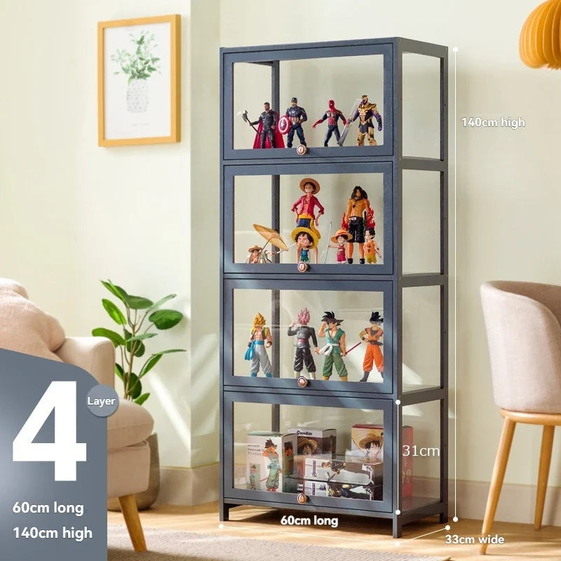 Handmade display cabinet, imitation glass transparent dustproof display cabinet, Lego toy acrylic storage box, bookshelf shelf