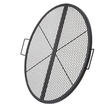 Foldable Round Cooking Grate for Outdoor Party Heavy Duty Steel Fire Pit Grill with Handle and Support X Wire 36 Inch Black Por