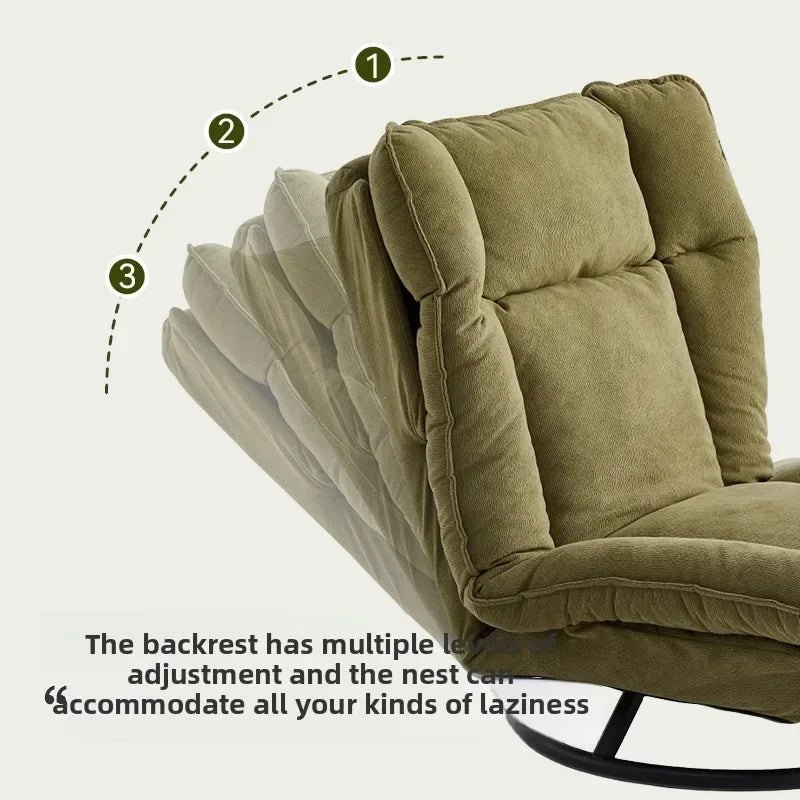 New rotating sofa chair, living room balcony fabric lazy sofa, adjustable backrest rotating leisure chair swivel chair