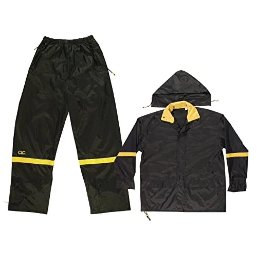 mens Heavy Duty Nylon 3 Pcs Rain Suit Black X- US