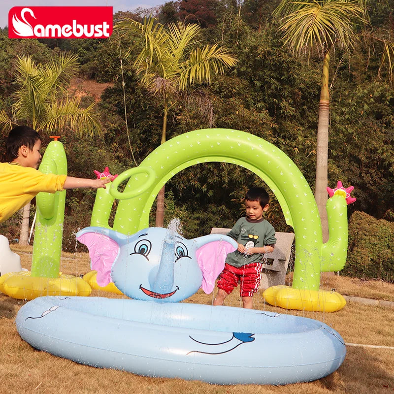 Camebust Spray Mat Pool Wave Children's Water Mat Outdoor Lawn Garden Sprinkler Water Mat Cactus Inflatable Pool Game Toy