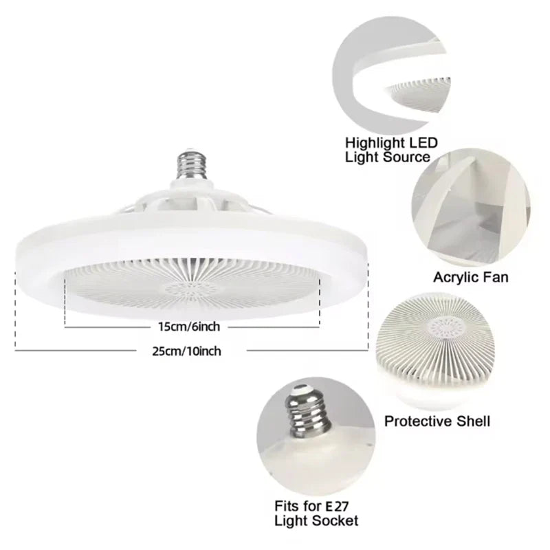 Smart 3-in-1 Ceiling Fan LED Lights Remote Control 3-Speed E27 Lighting Base for Bedroom Living Room Electric fan AC85-260V