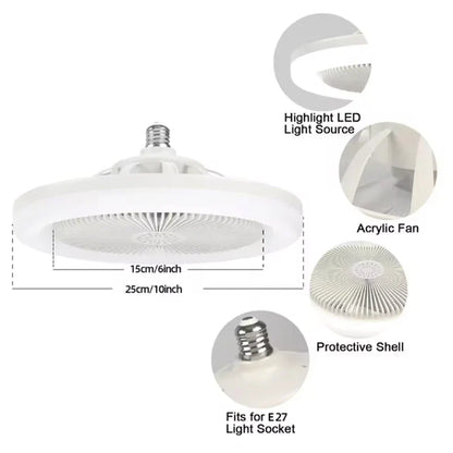 Smart 3-in-1 Ceiling Fan LED Lights Remote Control 3-Speed E27 Lighting Base for Bedroom Living Room Electric fan AC85-260V