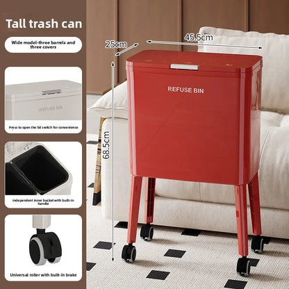 Large Capacity Kitchen Trash Can Lid Automatic Touchless Step Pedal Tall Rolling Wheels No Bend Home Household Bolsas Basura