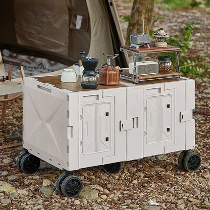 Outdoor camper trolley case picnic tools car foldable movable dining table multi-functional camp car