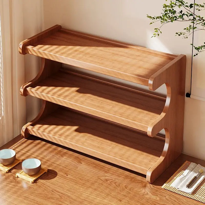 Simple Tiers Desktop Storage Rack Compact Space-saving Wood Tabletop Stand Multi-functional Sturdy Desk Bookshelf Seasoning