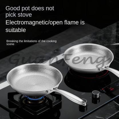 Three-layer frying pan, home cooking frying pan, non-stick hammer frying pan, kitchen use