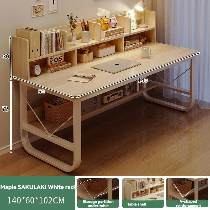 Computer Desk, Desktop, Home Bookshelf Integrated, Student Bedroom, Study Writing, Desk And Chair Combination, Simple Office Des